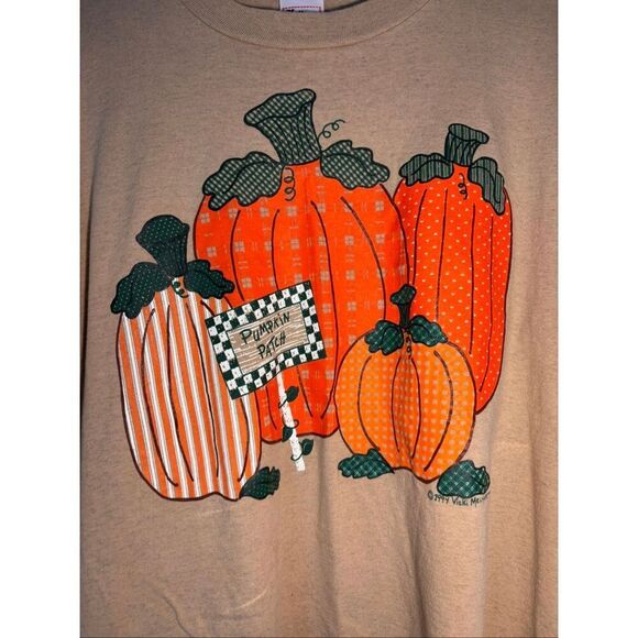 Vicki Melhart vintage Halloween long sleeve pumpkin tshirt L Thanksgiving - Picture 3 of 6